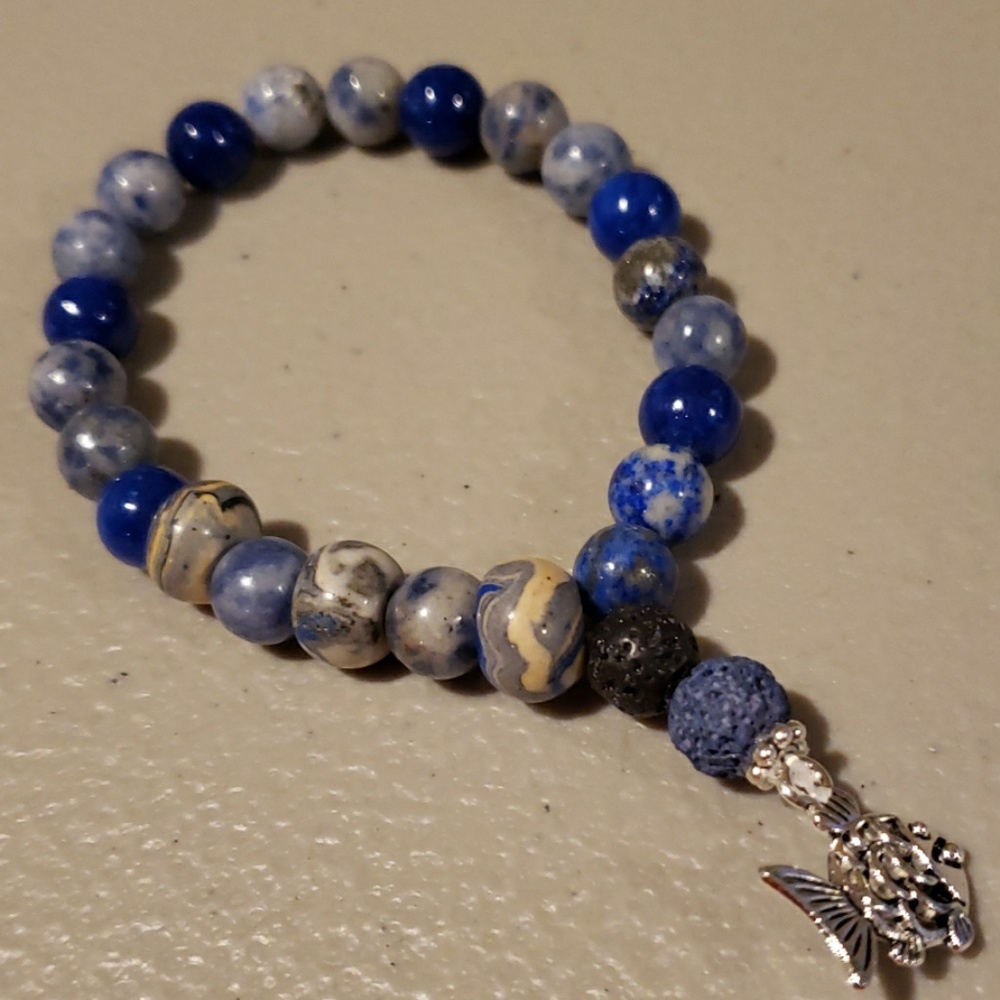 Lapis Lazuli, Sodalite, Indian Glass Bracelet